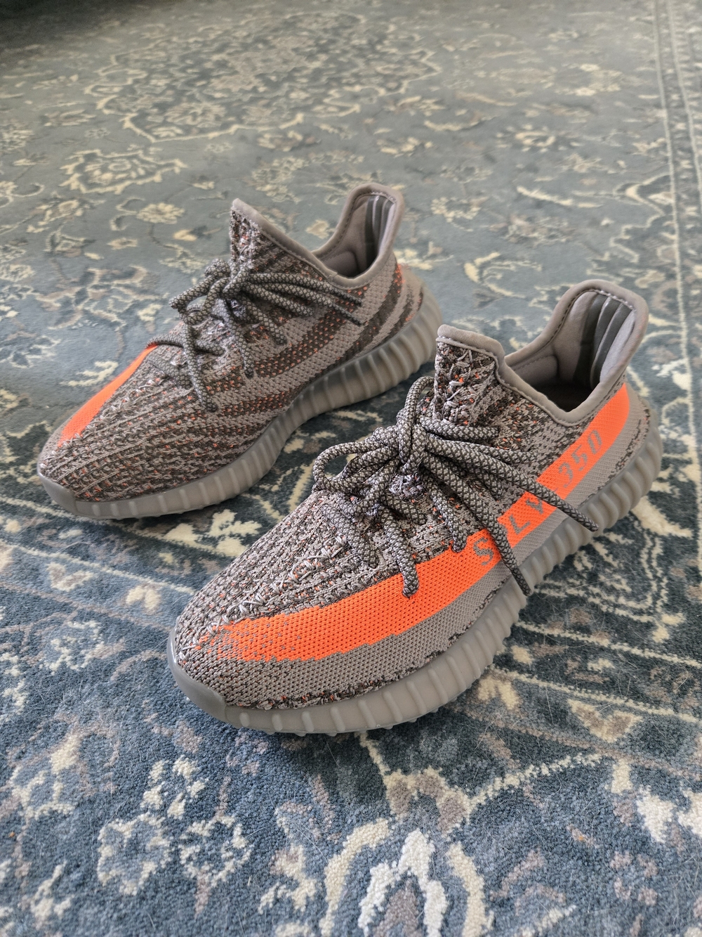 Yeezy Boost 350 V2 Gray with Bright Orange Stripe